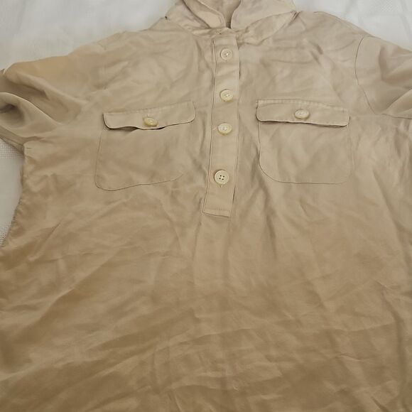 Banana Republic 100% Silk Short Sleeves Top Champagne XS - Picture 14 of 16